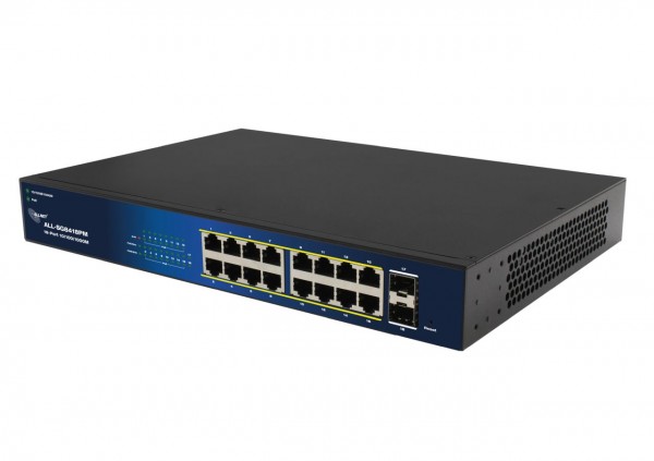 ALLNET Switch smart managed Layer2 18 Port Gigabit • 18x GbE • PoE Budget 240W • 16x PoE at • 2x SFP • 19&quot; • Lüfterlos • ALL-SG8418PM
