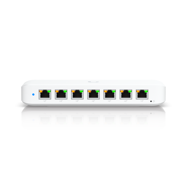 Ubiquiti Switch full managed Layer2 8 Port • 8x GbE • PoE Budget 42W • 7x PoE at • 1x PoE bt In • Desktop • Lüfterlos • UniFi • USW-Ultra