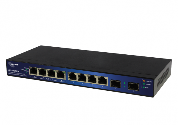 ALLNET Switch smart managed 8 Port Gigabit 50W / 4x PoE+ / 4x LAN / 2x SFP / Lüfterlos / "ALL-SG8210PM"