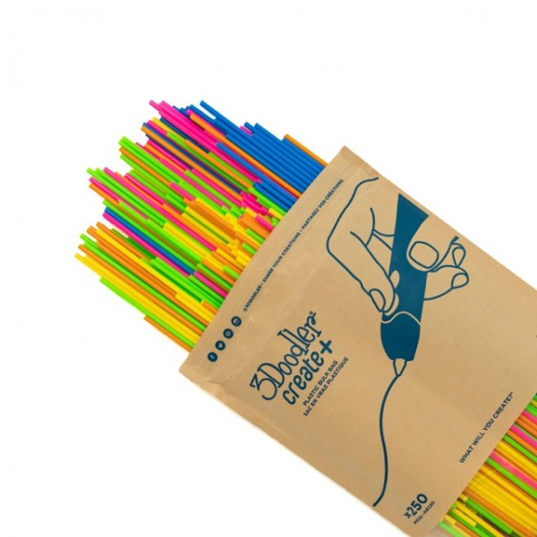 3Doodler Filament / Create+ &amp; Pro+ / 250 / PLA / neongrün, neongelb, neonpink, neonorange, blau / &quot;Neon Sunset Mix&quot;