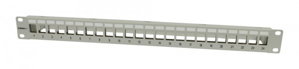 Patch Panel 24xTP-TP(Kupplung),CAT6A, incl.Keystone, 19&quot;, 1HE(t 94mm), Lichtgrau, Synergy 21,