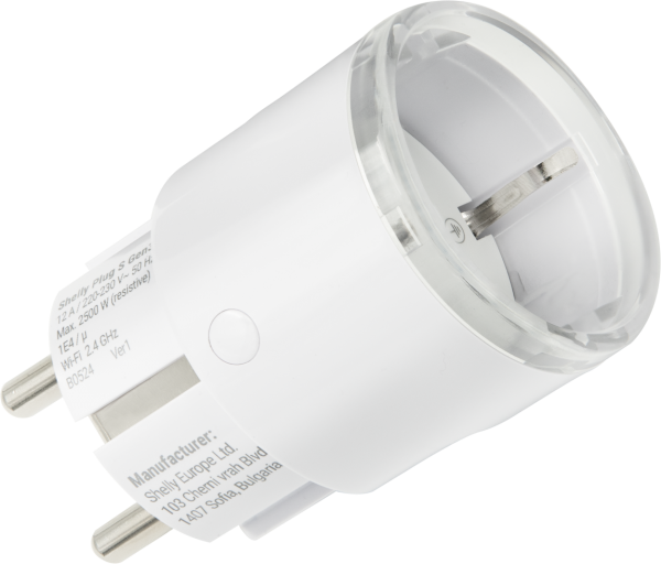 Shelly · Plug &amp; Play &quot;Plug S Gen3 Matter&quot; · Smarter Zwischenstecker · 12A · Messfunktion · WLAN · Matter · BT · weiß