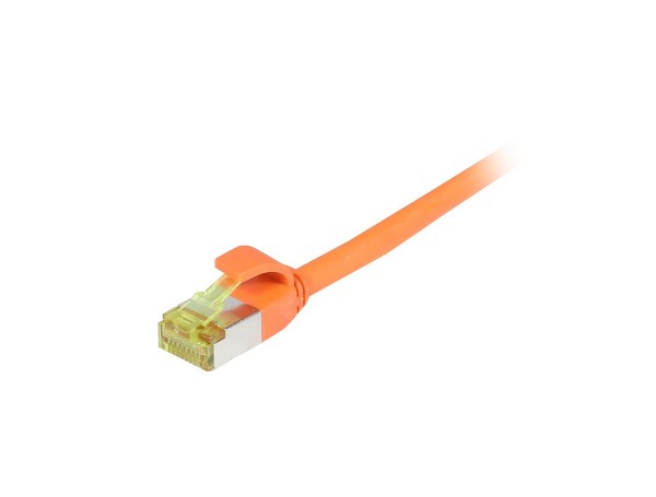 Patchkabel RJ45, CAT6A 500Mhz, 0.15m, orange, S-STP(S/FTP), slimline rund d=4,5mm, TPE/LSZH(Superflex), AWG28, mit CAT7 Rohkabel, Synergy 21