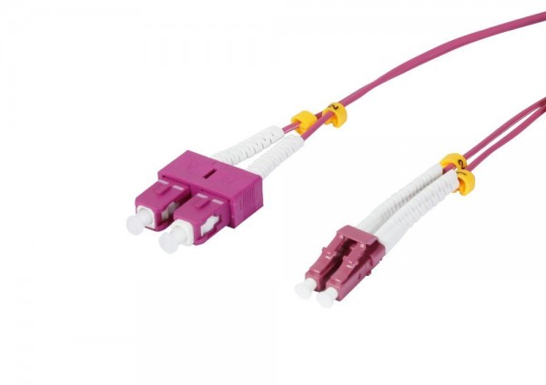 LWL-2-Faser-Patchk. 1.5mtr.LC-SC, 50/125um,OM4, AD=2mm, flexible Knickschutztülle, Synergy 21