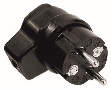 Bachmann Schutzkontaktstecker, Vollgummi-Winkelstecker schwarz
