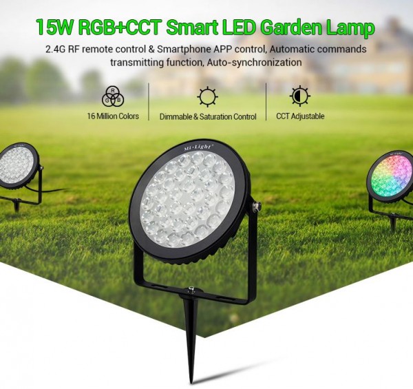 MiBoxer FUTC03 LED Garten Lampe 15W RGB-WW (RGB-CCT) mit Funk und WLAN IP65 230V