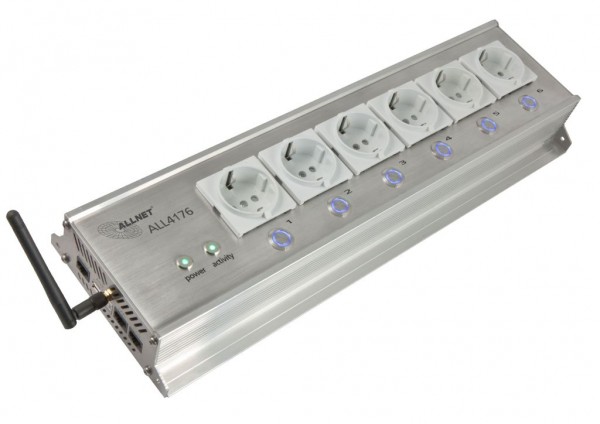 ALLNET MSR IO Zentrale Schaltsteckdosenleiste 6-fach inkl. Messgerät für Desktop &amp; 19&quot; Montage &quot;ALL4176&quot; für IP Gebäude Automation ALL4176v3