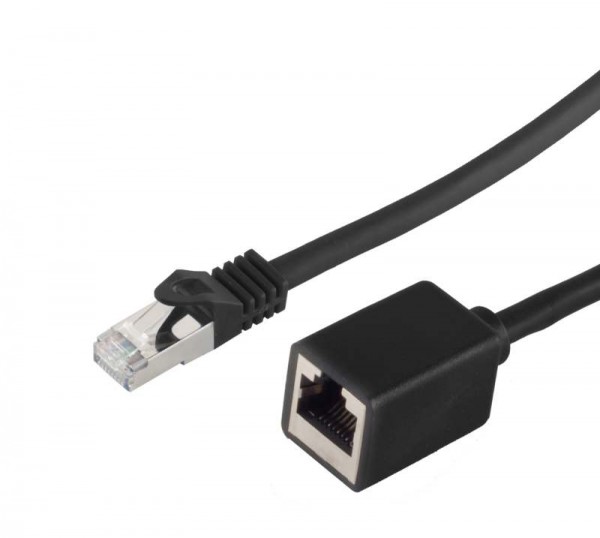 Patchkabel RJ45, CAT6 250Mhz, 0.5m schwarz, S-STP(S/FTP); LSZH; Stecker/Buchse(Verlängerung)