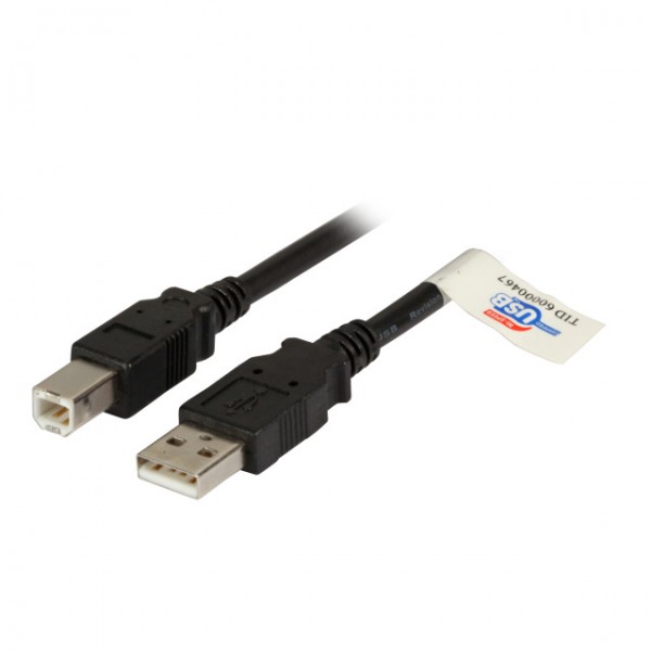 Kabel USB, A(St) => B(St), 3.0m, USB2.0, Premium, Schwarz,