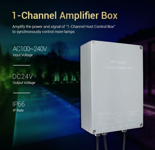 MiBoxer SYS-PT2 LED Subordinate Controller 1-Channel Amplifier Box IP66
