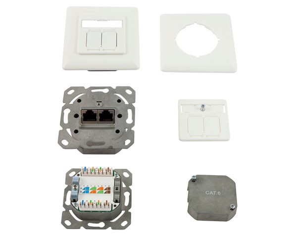 Dosen TP,UP, 2-fach, CAT6, 250Mhz, Reinweiss, LSA, Synergy 21,