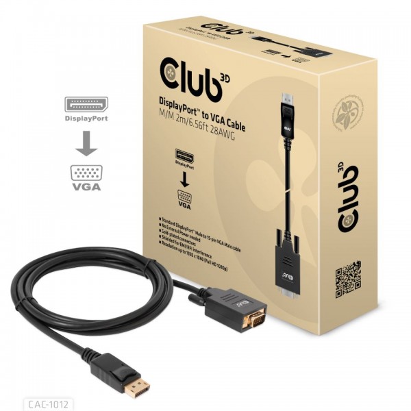 Kabel Video DisplayPort =&gt; VGA ST/ST 2,0m *Club 3D*