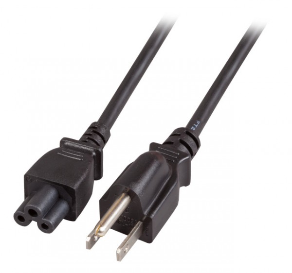 Netzkabel 230V US-Stecker-&gt;C5(Buchse), 1,8m, Black, (Kleeblatt,Mickymaus)