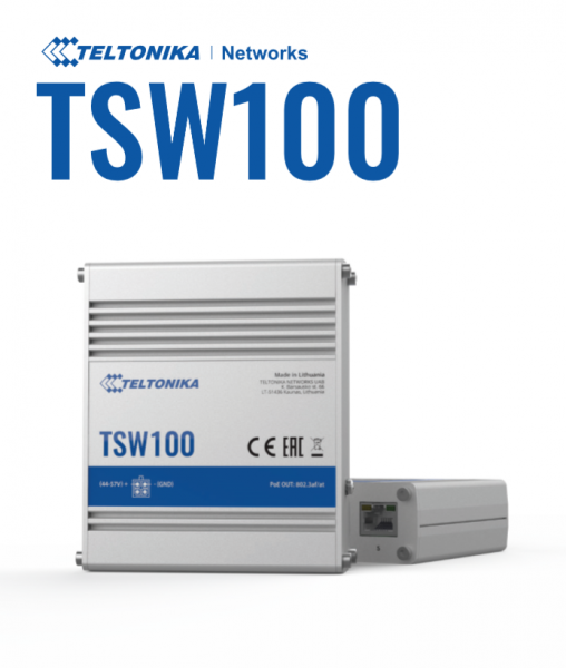 Teltonika · Switch · TSW100 · 5 Port Gigabit Industrial unmanaged POE Switch